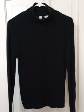 Vtg. ORVIS 100% Cotton Black Ribbed Turtleneck Sweater